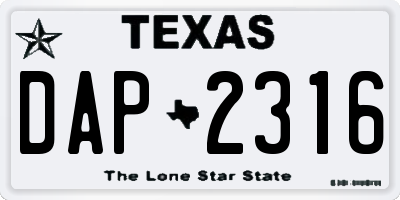 TX license plate DAP2316