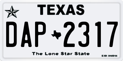TX license plate DAP2317