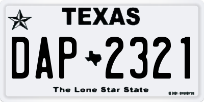 TX license plate DAP2321