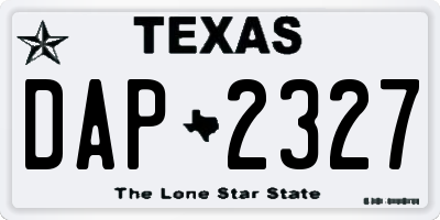 TX license plate DAP2327