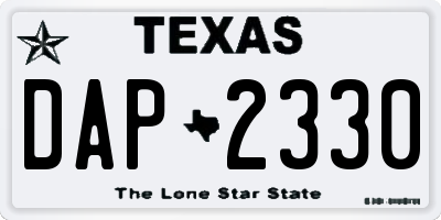TX license plate DAP2330