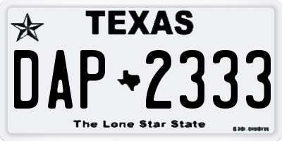 TX license plate DAP2333
