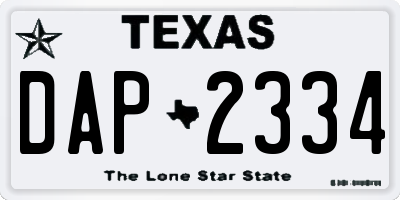 TX license plate DAP2334