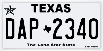 TX license plate DAP2340