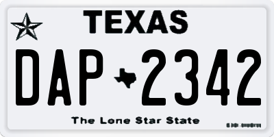 TX license plate DAP2342