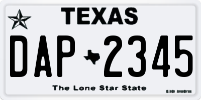 TX license plate DAP2345