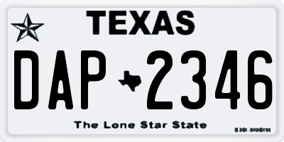 TX license plate DAP2346