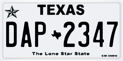 TX license plate DAP2347