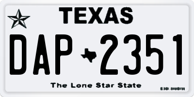 TX license plate DAP2351