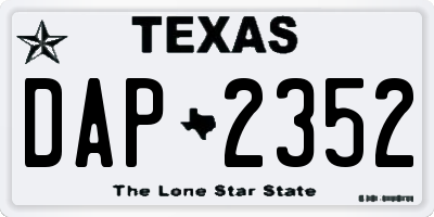 TX license plate DAP2352
