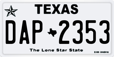 TX license plate DAP2353