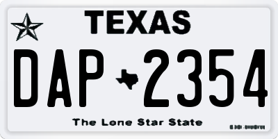 TX license plate DAP2354