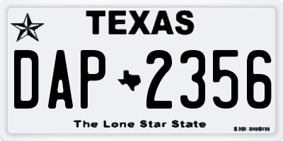 TX license plate DAP2356