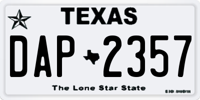 TX license plate DAP2357