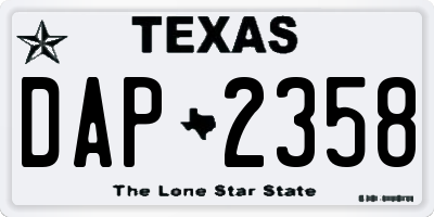 TX license plate DAP2358
