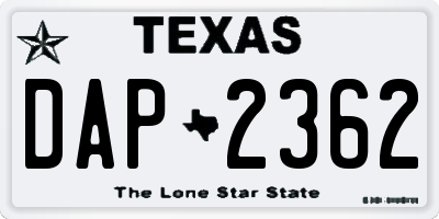TX license plate DAP2362