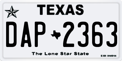TX license plate DAP2363