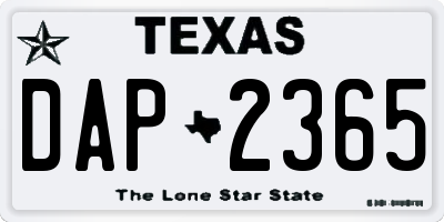 TX license plate DAP2365