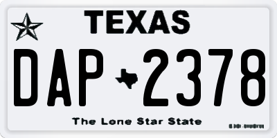 TX license plate DAP2378