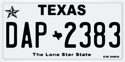 TX license plate DAP2383