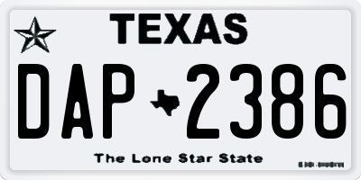 TX license plate DAP2386