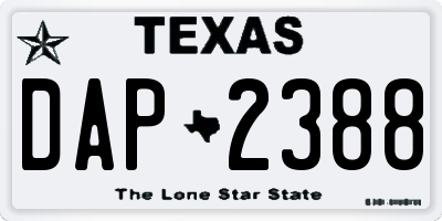 TX license plate DAP2388