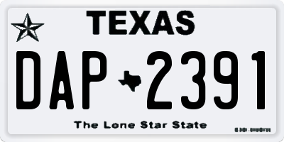 TX license plate DAP2391