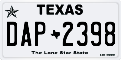 TX license plate DAP2398