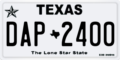 TX license plate DAP2400