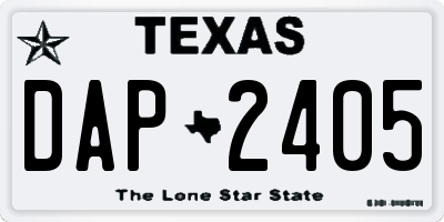 TX license plate DAP2405