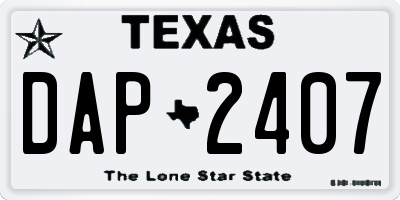 TX license plate DAP2407