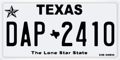 TX license plate DAP2410