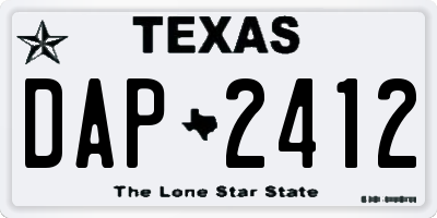 TX license plate DAP2412