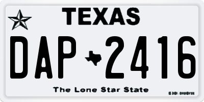 TX license plate DAP2416