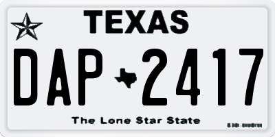 TX license plate DAP2417