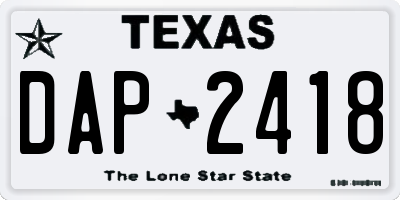 TX license plate DAP2418