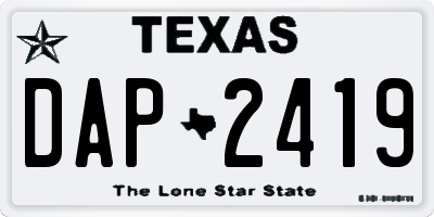 TX license plate DAP2419