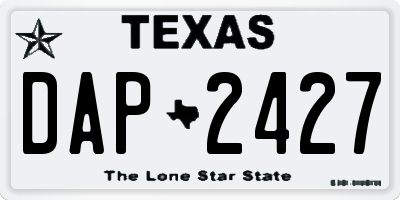 TX license plate DAP2427