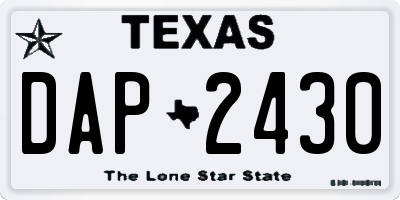 TX license plate DAP2430