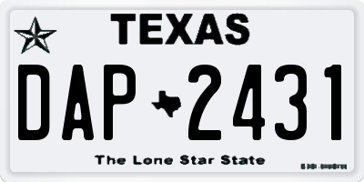 TX license plate DAP2431