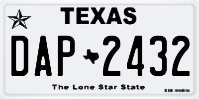 TX license plate DAP2432