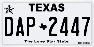 TX license plate DAP2447