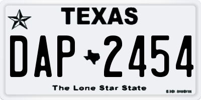 TX license plate DAP2454