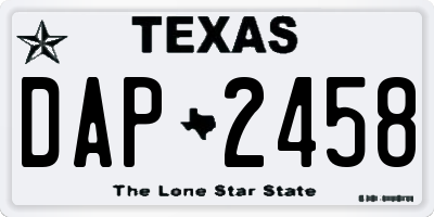 TX license plate DAP2458