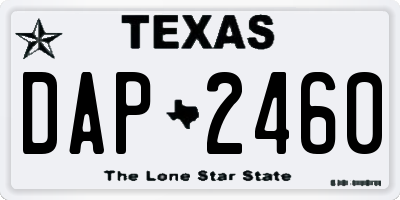 TX license plate DAP2460