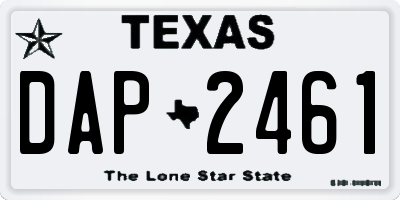 TX license plate DAP2461