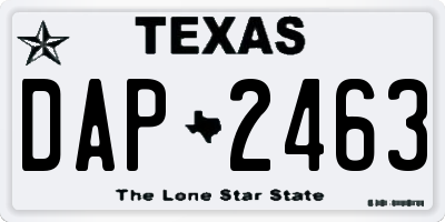TX license plate DAP2463