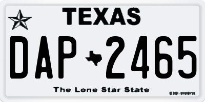 TX license plate DAP2465
