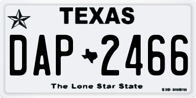 TX license plate DAP2466