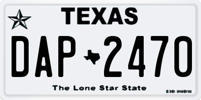 TX license plate DAP2470